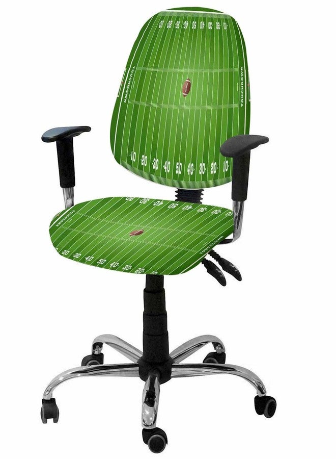 Jolunifun Football Rugby Sport Office Chair Covers Stretchable 2 Piece, Soft Decorative Computer Desk Chair Cover Protector Universal Rotating Chair Slipcover Boy Kid Game Green Arena - Image 1